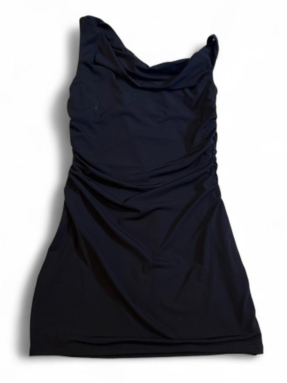 Garage Black One-Shoulder Mini Dress with Ruching